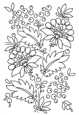 Petrykivka Pattern Coloring Page